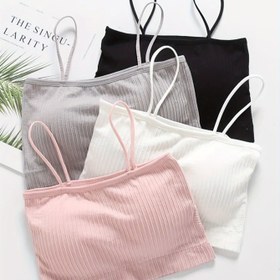Resim 1/4 adet Rastgele Renkli Düz Renkli Dişli Çelik Olmayan Yüzük Bebek Sütyeni için 11-13 Yaş Kızlar Gelişimsel Eğitim Sütyen Tank Top 