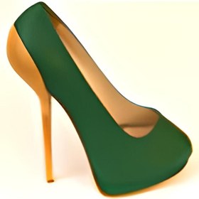 Resim Karnaval Ayakkabı Platform Kaşık Topuk Yeşil Hakiki Deri Kadın Ayakkabı 