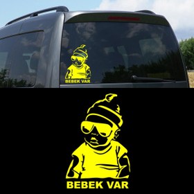 Resim Melek Pazarı 17 X 24 Cm Arabada Bebek Var Sticker 