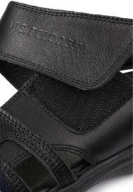 Resim U.S. Polo Assn. anatomik taban hakiki deri siyah davın erkek günlük terlik sandalet 