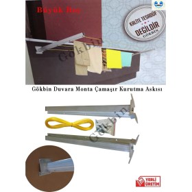 Resim Gökbin Duvara Monte Çamaşır Kurutma Askılığı Alüminyum Küpeşte Çamaşırlık 