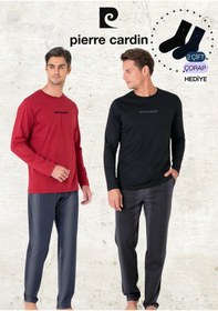Resim Pierre Cardin Erkek %100 Pamuk Uzun Kollu Lisanslı Bordo & Siyah İki Adet Pijama Takımı L1.pc.6095.002-bordo - Siyah-s Çok Renkli 