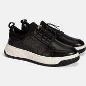 Resim Desa Erkek Siyah Lastik Bağcıklı Deri Sneaker 