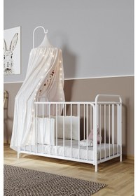 Resim Argimo Bunny Metal Bebek Beşiği Seti 60x120 Beyaz Beşik + Uyku Seti + Cibinlik + Yatak Dahil 