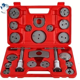 Resim Facoow 24 Parçalı Ağır Hizmet Tipi Çelik Disk Fren Kaliper Piston Kompresör Geri Sarma Araç Seti, 18 Adaptör, Çift El İtki Cıvataları, Tutucu Plakaları ve Eldivenlerle Fren Balatası Değişimi İçin Çoğu ABD, Avrupa, Japon Arabalarına Uygundur 