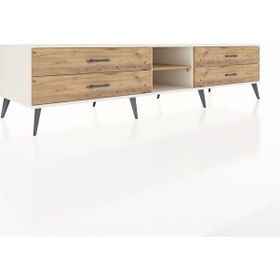 Resim Kronos Tv Ünitesi Tek Raflı 4 Çekmeceli 220x59x51 Aytaşı-çam Atlas Çam/atlas Çam - Aytası 