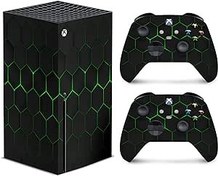 Resim TACKY DESIGN Xbox Serisi ile Uyumlu Fütüristik Kaplama x Dış Kaplama Geometrik Konsol ve İki Kumanda Kaplaması, Xbox x Çıkartma Premium Vinil 3M Çıkartma Tam sarma, Xbox Kapak 