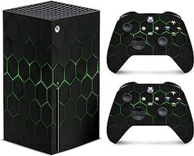 Resim TACKY DESIGN Xbox Serisi ile Uyumlu Fütüristik Kaplama x Dış Kaplama Geometrik Konsol ve İki Kumanda Kaplaması, Xbox x Çıkartma Premium Vinil 3M Çıkartma Tam sarma, Xbox Kapak 