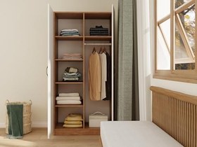 Resim 2 Kapaklı Bölmeli Gardırop Marbella Kiraz-Beyaz 