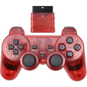 Resim Kırmızı-şeffaf Renkli Kablosuz Gamepad Ps2 2.4g Titreşim Joystick Playstation 2 Joypad Için Blutooth Denetleyici 