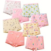 Resim 8'li Paket Kız Çocuk Boxer Alt - Yumuşak & Nefes Alabilir Tüm Sezonlar İçin Fırfır Bacak Ağzı ile Renkli Çoklu Seçenekler (Pembe, Mavi, Sarı, Beyaz, Bej, Yeşil, Kahverengi, Gri) - Sevimli Pastel ve Düz Renkler Kalpler, Balonlar, İnekler, Unicorns, Denizkızıları, Kar 