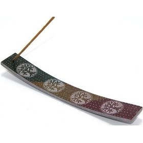 Resim Obsidian Taşı Hayat Ağacı Tasarımlı Kayık Tütsülük 