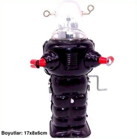 Resim Omeniv Siyah Robot Figür Oyuncak Elle Kurmalı 