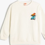 Resim Erkek Bebek Sweatshirt Bisiklet Yaka Uzun Kollu Hayvanlar Baskı Detaylı Pamuklu 