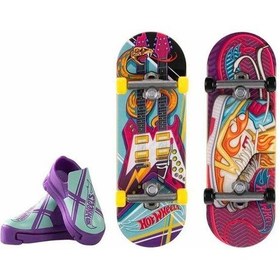 Resim Hot Wheels Skate Retro Temalı İkili Parmak Kaykay Ve Ayakkabı Paketleri Hxl17-hxl19 Renkli 