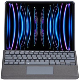 Resim Muratech Newface T5509d Apple Uyumlu iPad Pro 12.9 2022 Kılıf Palermo Ledli Klavyeli Standlı Tablet Kılıfı - Si 