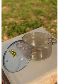 Resim Morponi Borosilikat Cam Amber Gold Detaylı Ayıcıklı Tencere 1700 Ml Gold 