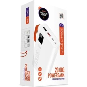 Resim Powerway Pd 22.5W 20.000 Mah. Hızlı Şarj QC20 Beyaz Powerbank 