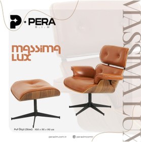 Resim PERAKS Massima Lux Berjer Ve Puf Takımı (%100 HAKİKİ DERİ) 