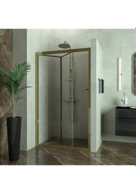 Resim Tekno Duş Bronze Corina Akordiyon Şeffaf Cam Duşakabin Şeffaf 