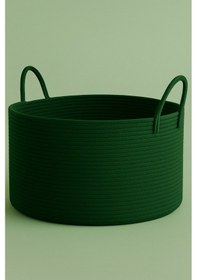 Resim Mavaux Clover Özel Pamuklu Saplı Jüt Battaniye Sepeti Hasır Oyuncak Sepeti Jüt Çamaşır Sepeti 40-30 Yeşil 