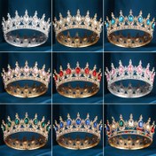 Resim 1 adet Elegant Barok Tarzı Rhinestone Taç, Lüks Prenses Düğün Taç, Parlak Yuvarlak Başlık Kadınlar için, Nüanslı Düğün Saç Aksesuarı, Yıkanamaz, Özel Gecelik Takı 