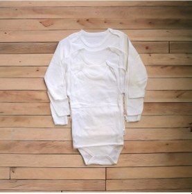 Resim Salar Ticaret Çıtçıtlı Bebek Body Zıbın Uzun Kollu Pamuklu Fitilli Krem 3 Adet Krem 