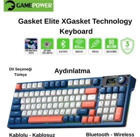 Resim Gamepower Gasket Elite x Rgb Wireless/bluetooth/kablolu Mekanik Hot-Swap Yağlı Switch Klavye 