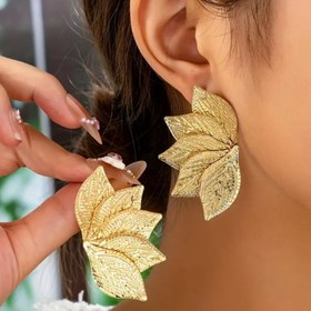 Resim Boho Chic Yaprak Küpeler - Altın Tonlu Alaşım Yaprak Tasarımı, Ayarlanabilir Demir Çubuklar, Günlük Giyim, Partiler ve Kampüs Etkinlikleri İçin Mükemmel, Günlük Küpeler | Boho Chic Tarzı | Alaşım Küpeler 