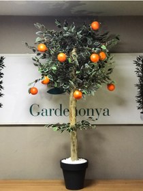 Resim Yapay Portakal Ağacı 170 Cm Gerçek Gövdeli Yoğun Yapraklı 