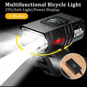 Resim 1 adet USB Şarj Edilebilir Bisiklet Lambası, 6 Mod Süper Parlak Bisiklet Lambaları, Çok Fonksiyonlu Bisiklet Farı, Gece Sürüşü için 2 LED Bisiklet Lambası, Güç Ekranı ile, Kolay Kurulum, Sürüş, Çalışma, Okuma için Bisiklet Aydınlatma Aksesuarları 