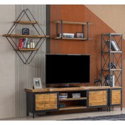 Resim Wooden Ladin Ahşap Tv Ünitesi Seti 