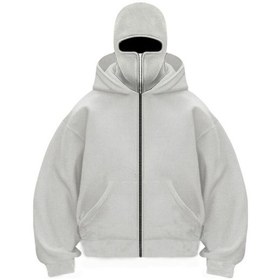 Resim Erkek Giyim 2025 İlkbahar Yeni Moda Çift Kapüşonlu Sweatshirt Erkek Mont Açık Gri 