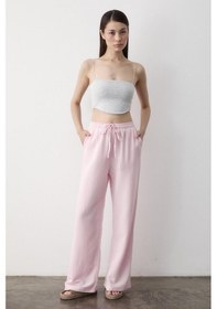 Resim Pembe Beli Lastikli Bol Paça Pantolon Pembe 