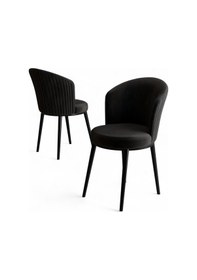 Resim Canisa Risa Serisi 1 Adet Siyah Mutfak Sandalyesi Siyah Metal Ayak 1.sınıf Babyface Kumaş Siyah Sandalye Siyah Ayak 