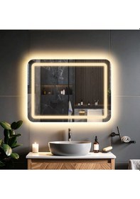 Resim Quadra Günışığı Kumlamalı Lavabo & Banyo Aynası Dokunmatik Sensörlü 80 X 60 