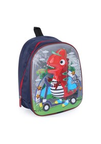 Resim Lacivert Kumaş Dino Anaokulu Çantası - Erkek Çocuk Çanta - Kreş Ç 
