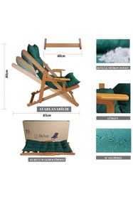 Resim Reyo Bysay Ahşap Katlanabilir Taşinir Puf Minderli Kollu Şezlong Plaj Bahçe Teras Balkon Sandalyesi Koltuğu Takimi 4 Lü Set Gri 