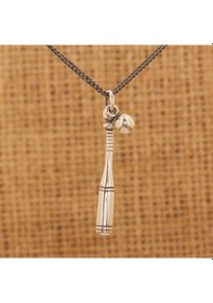 Resim Beyzbol Sopası Ve Topu Gümüş Kolye Gümüş 