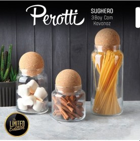 Resim Sughero Cam 3’lü Top Mantar Kapaklı Kavanoz 12653 