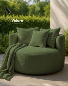 Resim Velura Home & Living Miz Berjer & Puf & Armut & Tekli Koltuk & Dinlenme Koltuğu - Yeşil 