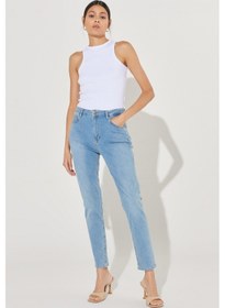 Resim Lee Foreverfit Skinny Fit Dar Kesim Yüksek Bel Çok Dar Paça Mavi Kadın Esnek Jean Denim Kot Pantolon L32S006B44 Açık Mavi 