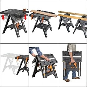 Resim Worx WX051 Çok Fonksiyonlu Katlanabilir Çalışma Tezgâhı + 2 Adet Tetik Işkence 