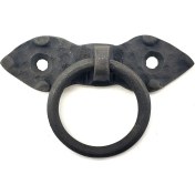 Resim Kuzgun Ticaret Antika Tarz Dekoratif Pirinç Yaprak Mobilya Kulbu, Kapı Kilit Halkası - 80 Mm, Oksit 