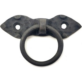 Resim Kuzgun Ticaret Antika Tarz Dekoratif Pirinç Yaprak Mobilya Kulbu, Kapı Kilit Halkası - 80 Mm, Oksit 