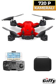 Resim giffy Başlangıç Drone 720P HD Kameralı Drone Katlanabilir Taşıma Çantalı 4 Pervaneli Havada Sabit Kalır 