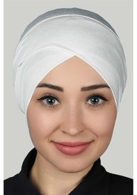 Resim Altobeh Çapraz Dış Kadın Tesettür Bonesi Penye - Ekru 