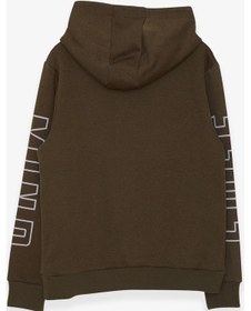 Resim Breeze Erkek Çocuk Yazı Baskılı Sweatshirt 9-16 Yaş, Haki Yeşil Haki 