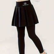 Resim Esnek Harf Baskılı Skort Tayt Rahat Pantolon Kızlar için Yoga Spor Koşu Hediye 