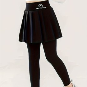 Resim Esnek Harf Baskılı Skort Tayt Rahat Pantolon Kızlar için Yoga Spor Koşu Hediye 